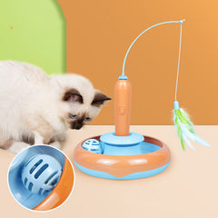 2-in-1 Self-Play Cat Turntable with Feather